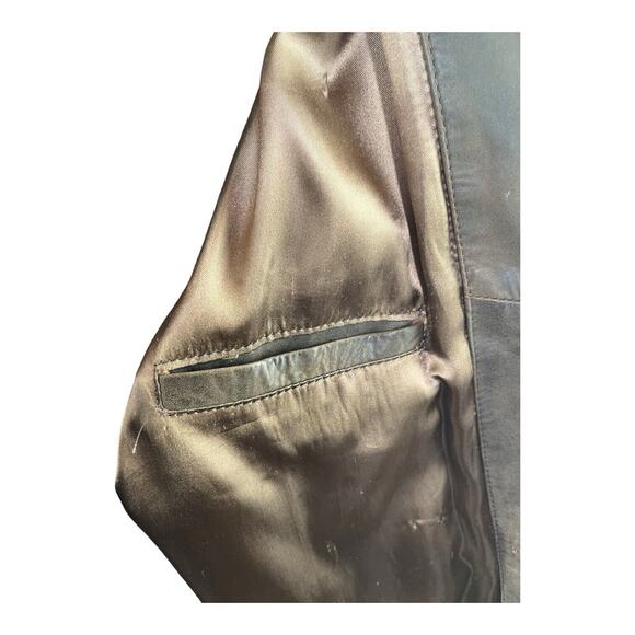 Vtg Argentinian Leather Jacket Sz L Full Zip Solid Heavy -Leather Shop. EUC READ - Picture 8 of 16